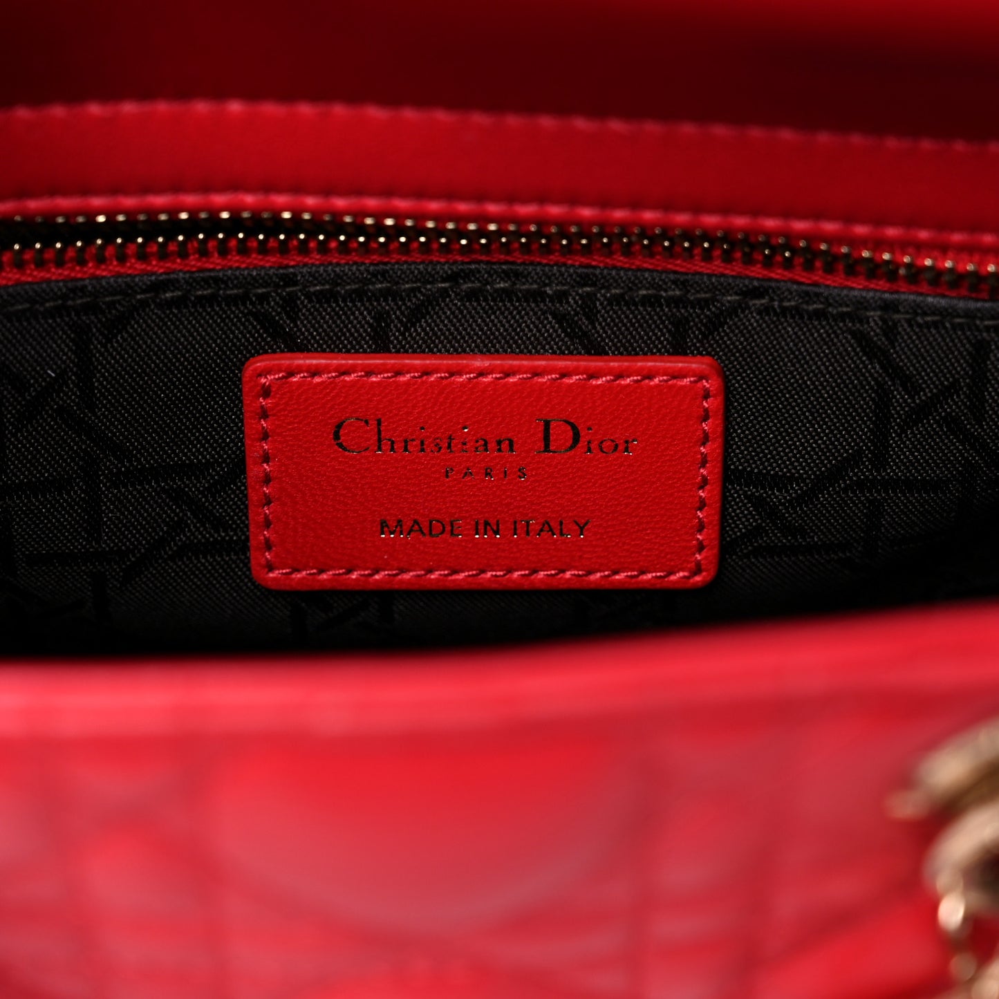 Lambskin Cannage Small Lucky Badges My Lady Dior Red