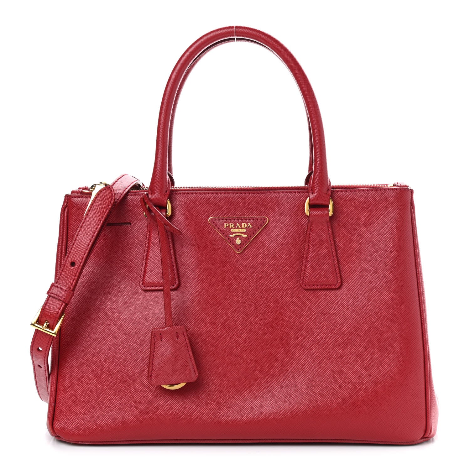 Prada Saffiano Small Galleria Double Zip Tote Fuoco 1 of 11