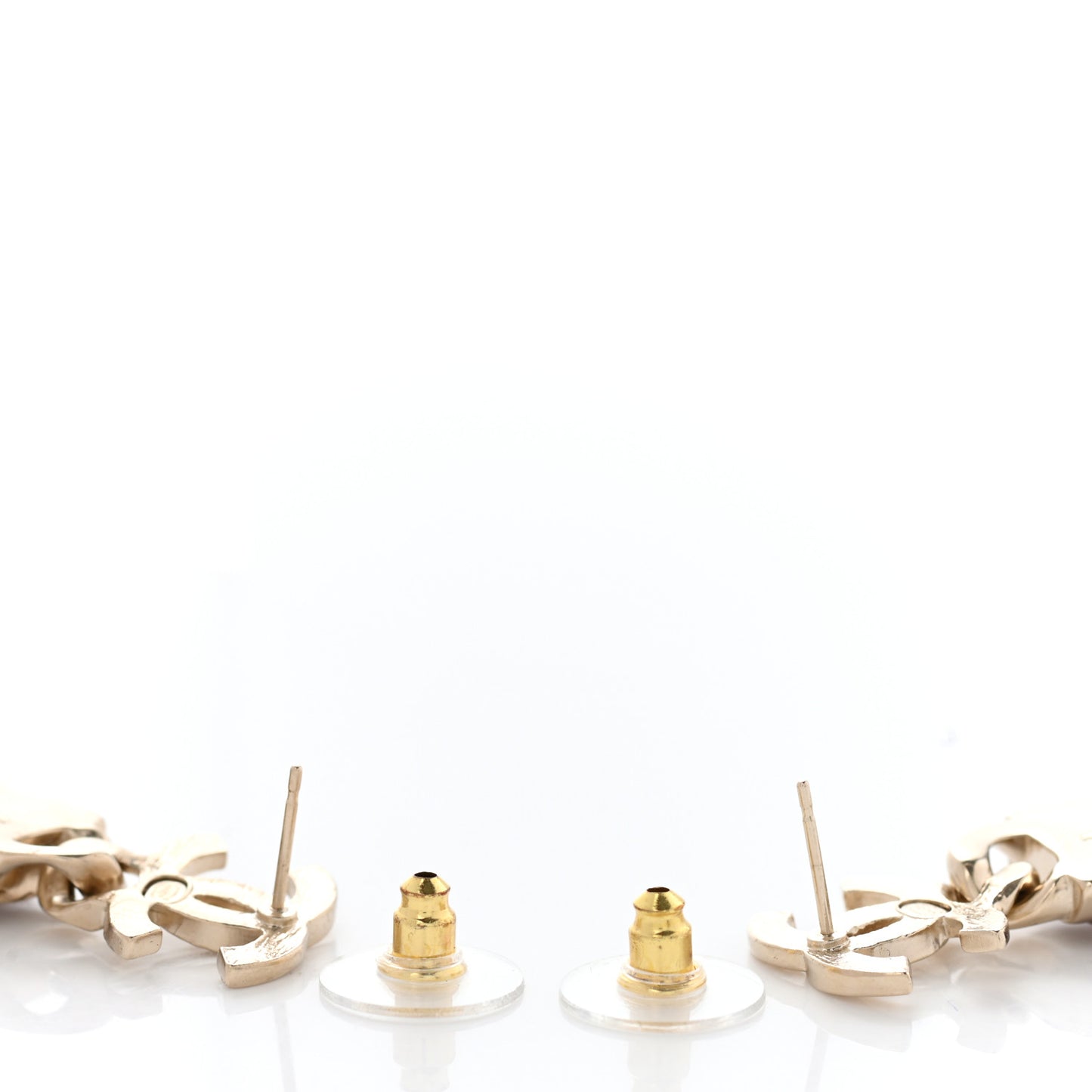 Hammered Metal Crystal CC Drop Earrings Pink Gold Silver
