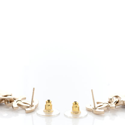 Chanel Hammered Metal Crystal CC Drop Earrings Pink Gold Silver 5 of 5