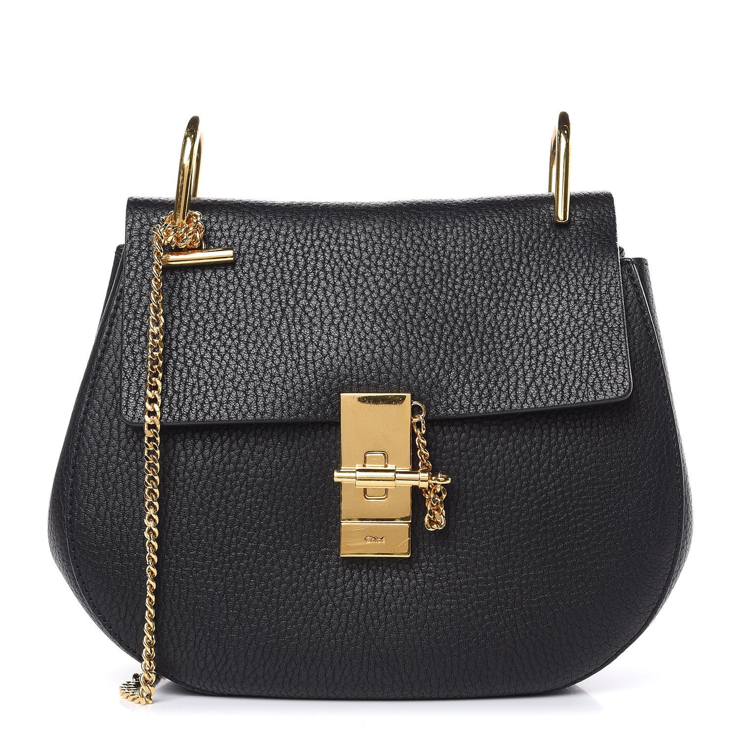 Grained Lambskin Drew Shoulder Bag Black