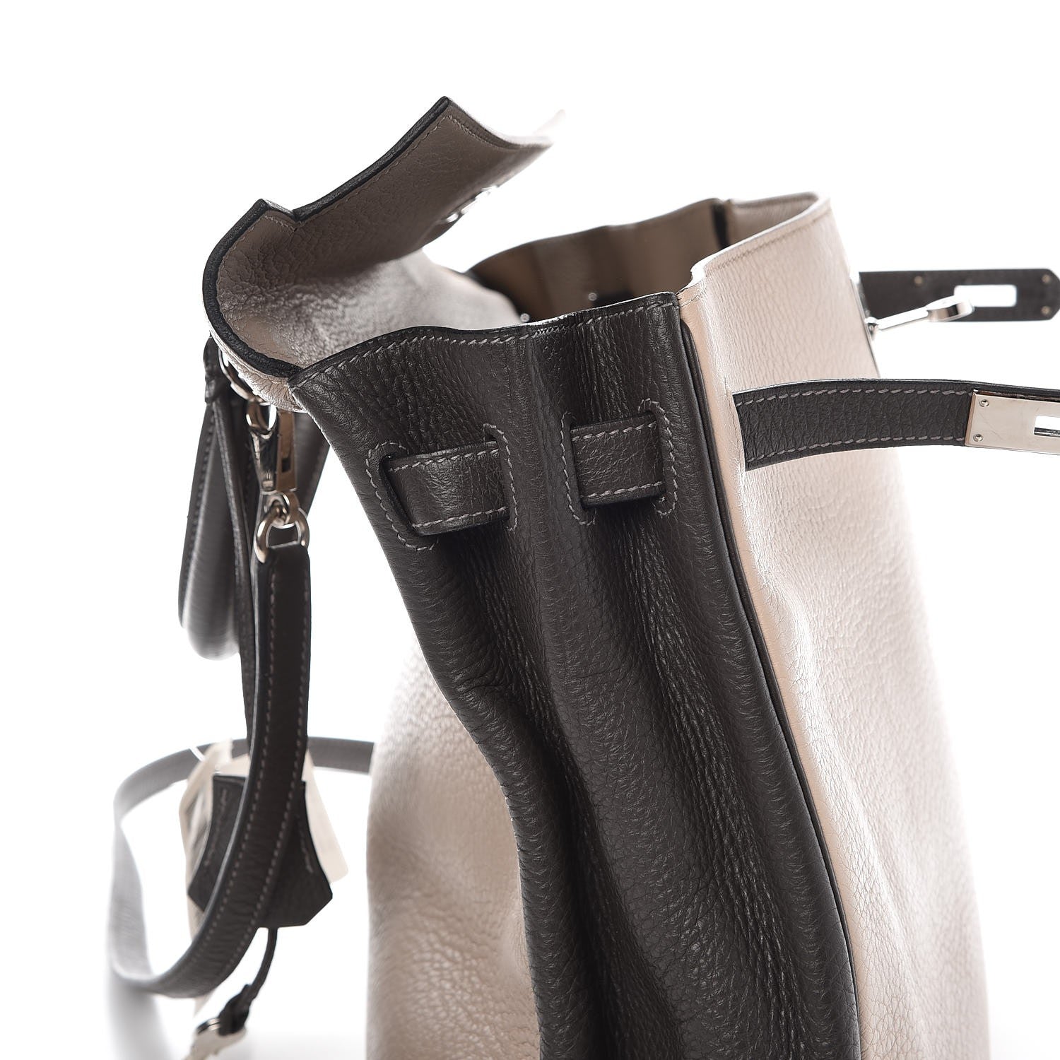 Hermes Taurillon Clemence Tri-color Kelly Retourne 35 Graphite Gris Tourterelle Gris Clair 10 of 36
