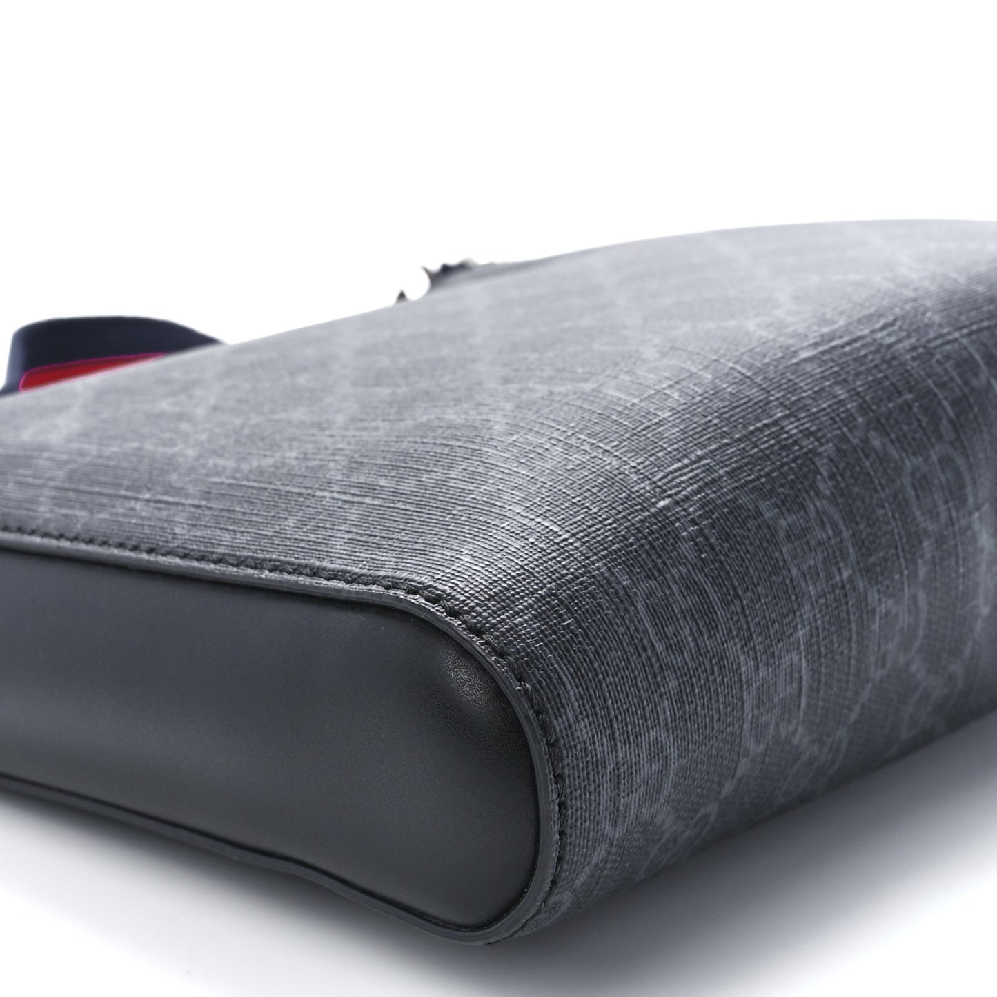 GG Supreme Monogram Web Small Flat Messenger Bag Black Grey