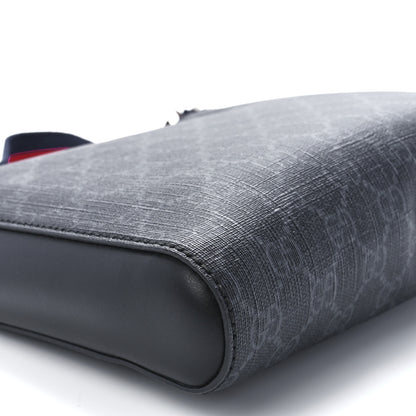Gucci GG Supreme Monogram Web Small Flat Messenger Bag Black Grey 9 of 11