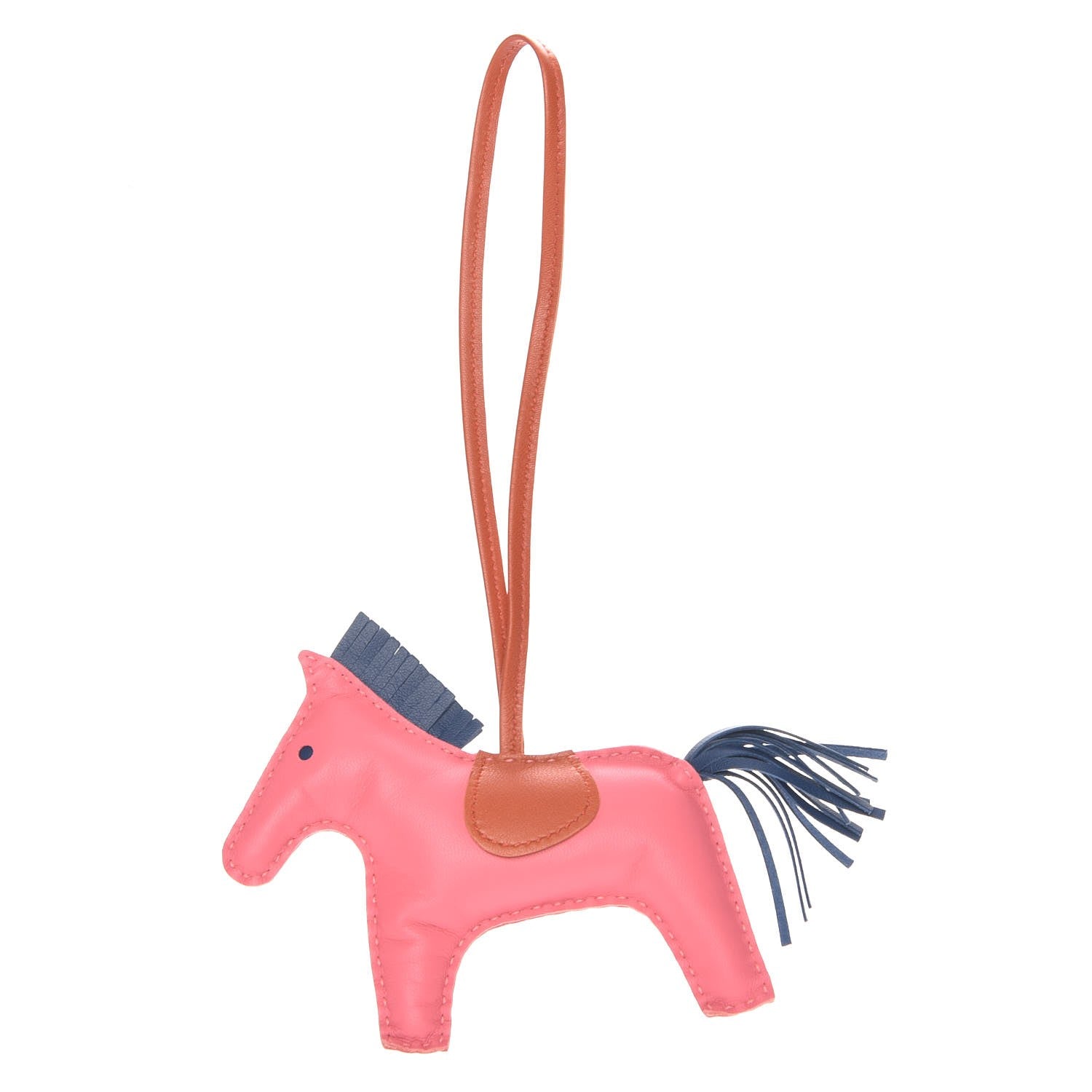 Hermes Milo Lambskin Grigri Rodeo Bag Charm MM Rose Azalee Cornaline Bleu De Malte 1 of 4