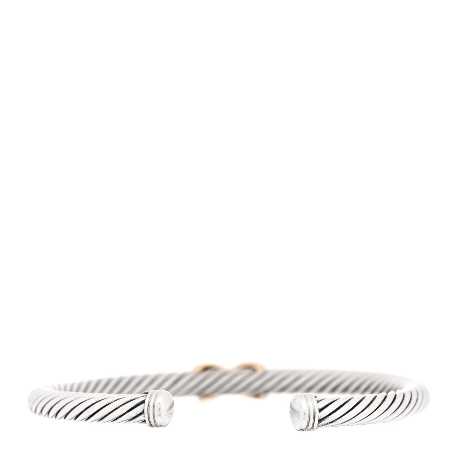 David Yurman Sterling Silver 14K Yellow Gold 5mm X Station Cable Bracelet 2 of 3