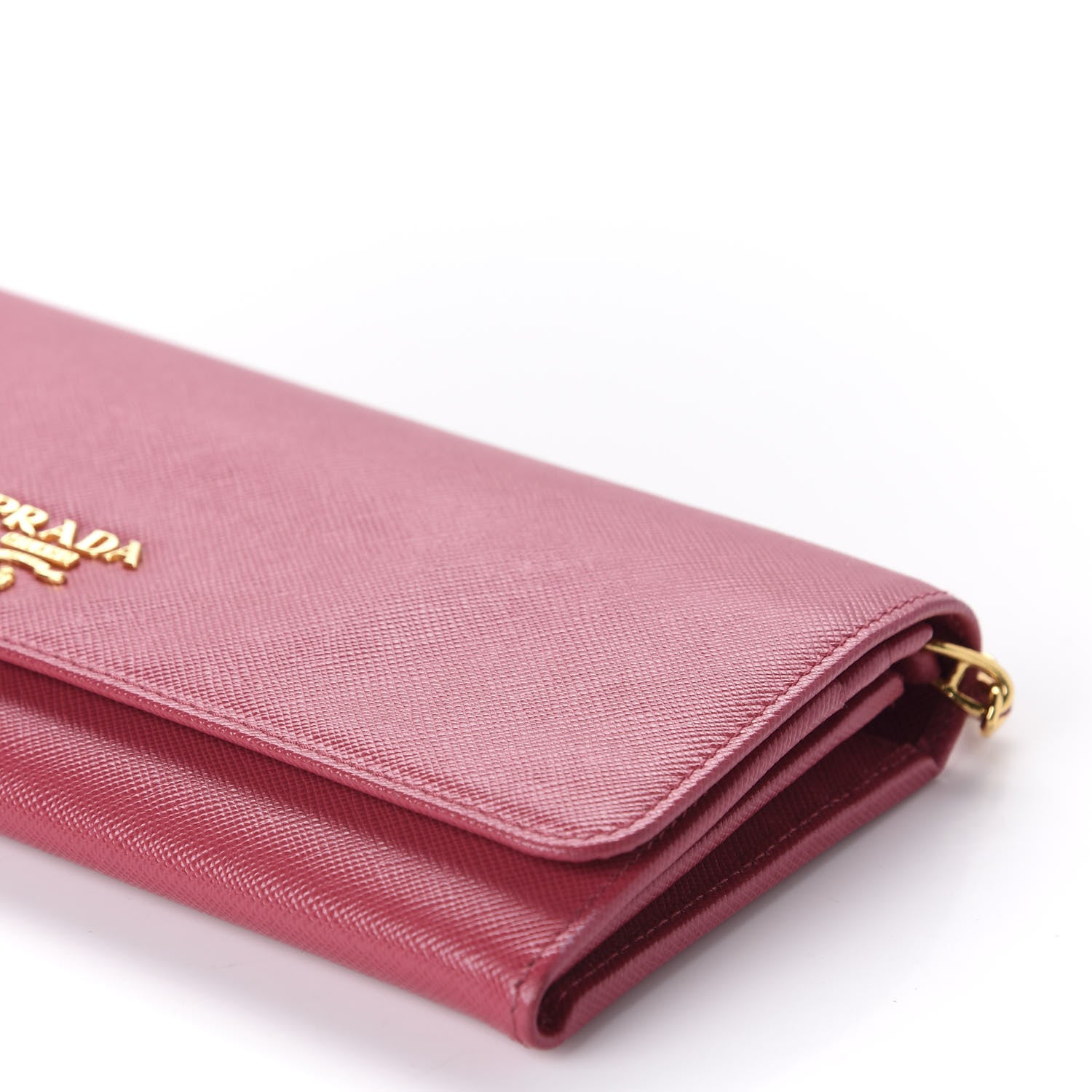 Prada Saffiano Metal Oro Chain Wallet Peonia 7 of 10