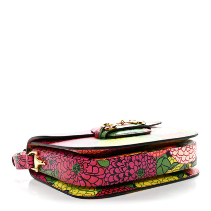 Gucci X KEN SCOTT New Shangai Calfskin Pomponica Print Horsebit 1955 Shoulder Bag Multicolor Fuxia Pompon 4 of 10