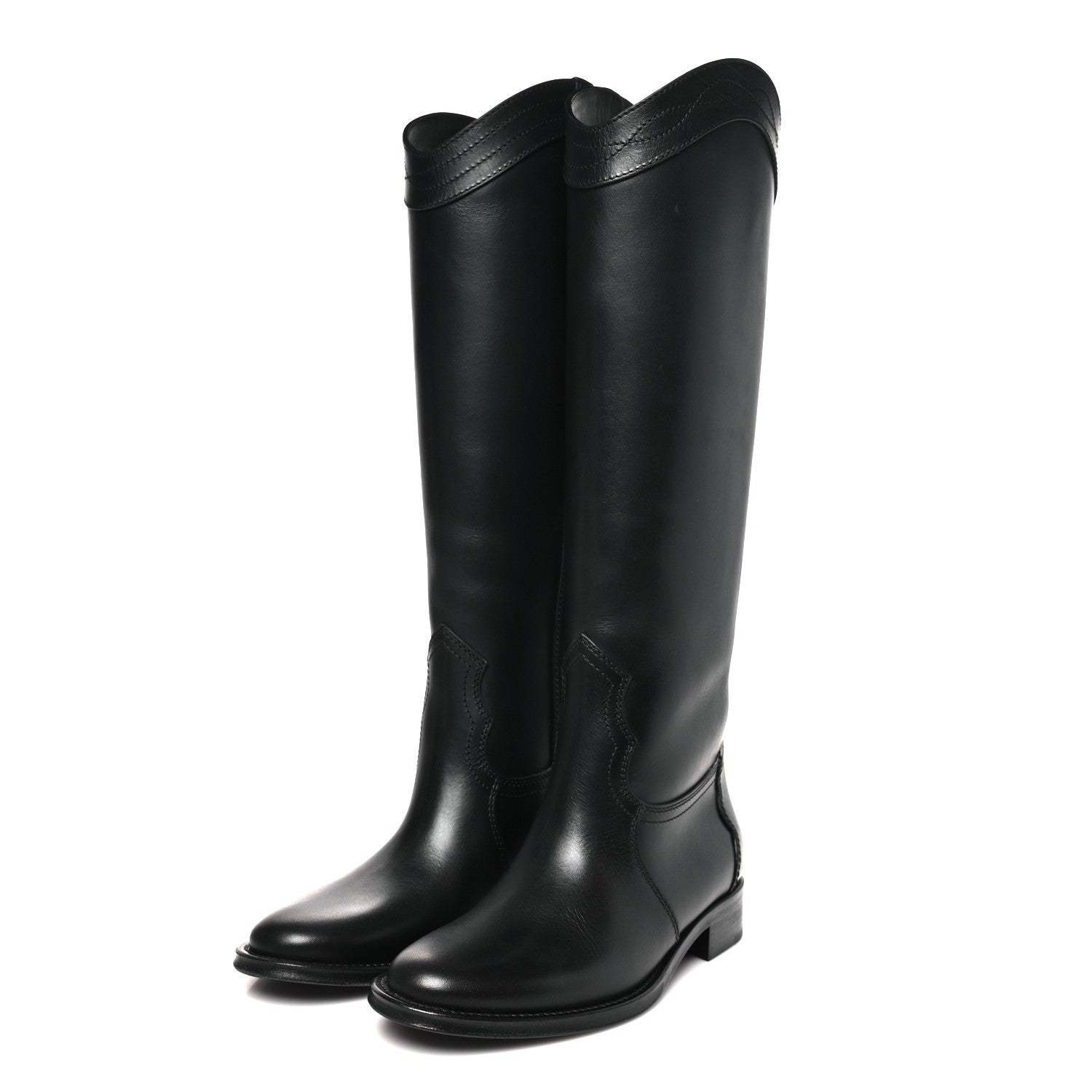 Saint Laurent Calfskin Kate 30 Western Knee High Boots 37 Black 3 of 8