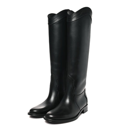 Saint Laurent Calfskin Kate 30 Western Knee High Boots 37 Black 3 of 8
