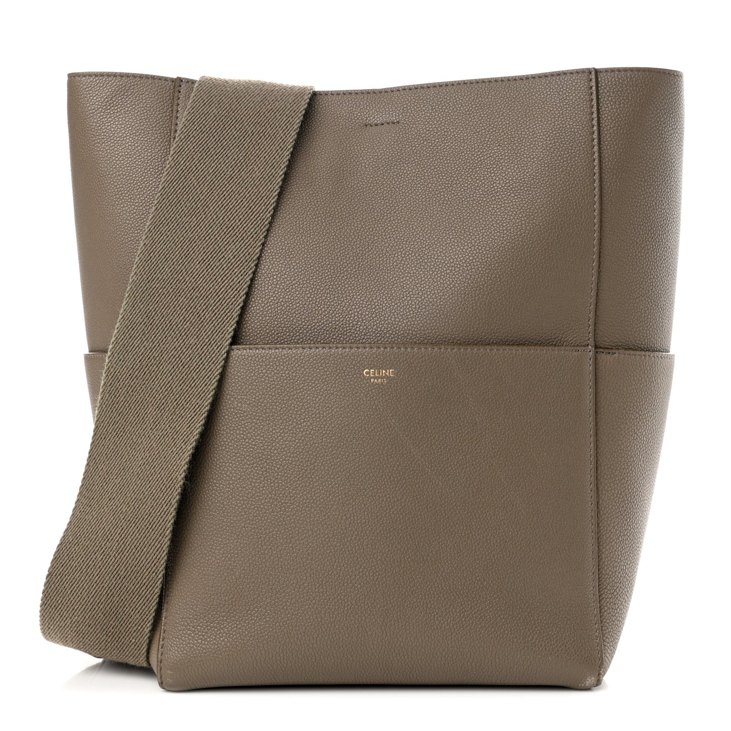 Soft Grained Calfskin Sangle Bucket Bag Taupe