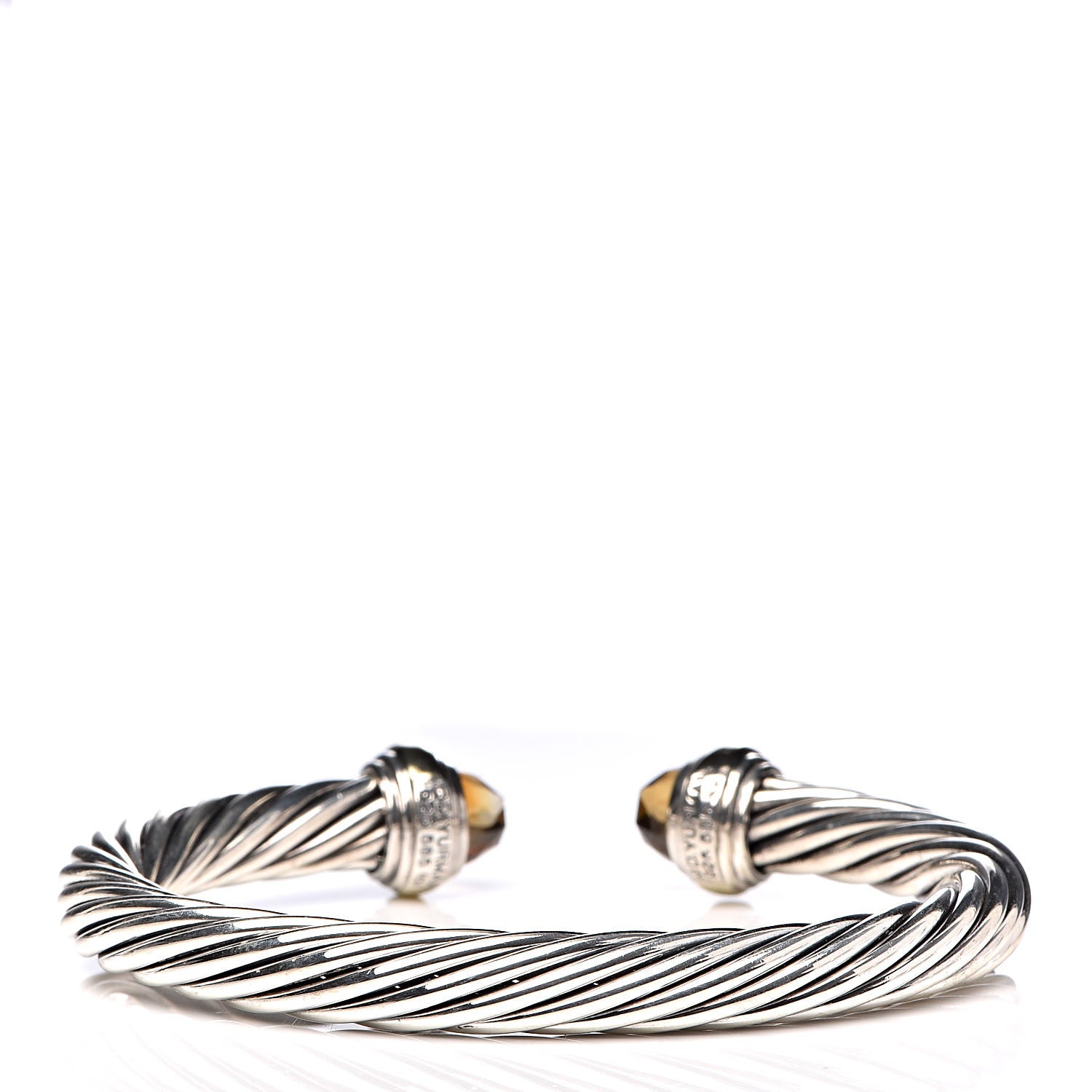David Yurman Sterling Silver 14K Yellow Gold Citrine 7mm Cable Classics Bracelet 3 of 5