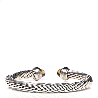 David Yurman Sterling Silver 14K Yellow Gold Citrine 7mm Cable Classics Bracelet 3 of 5