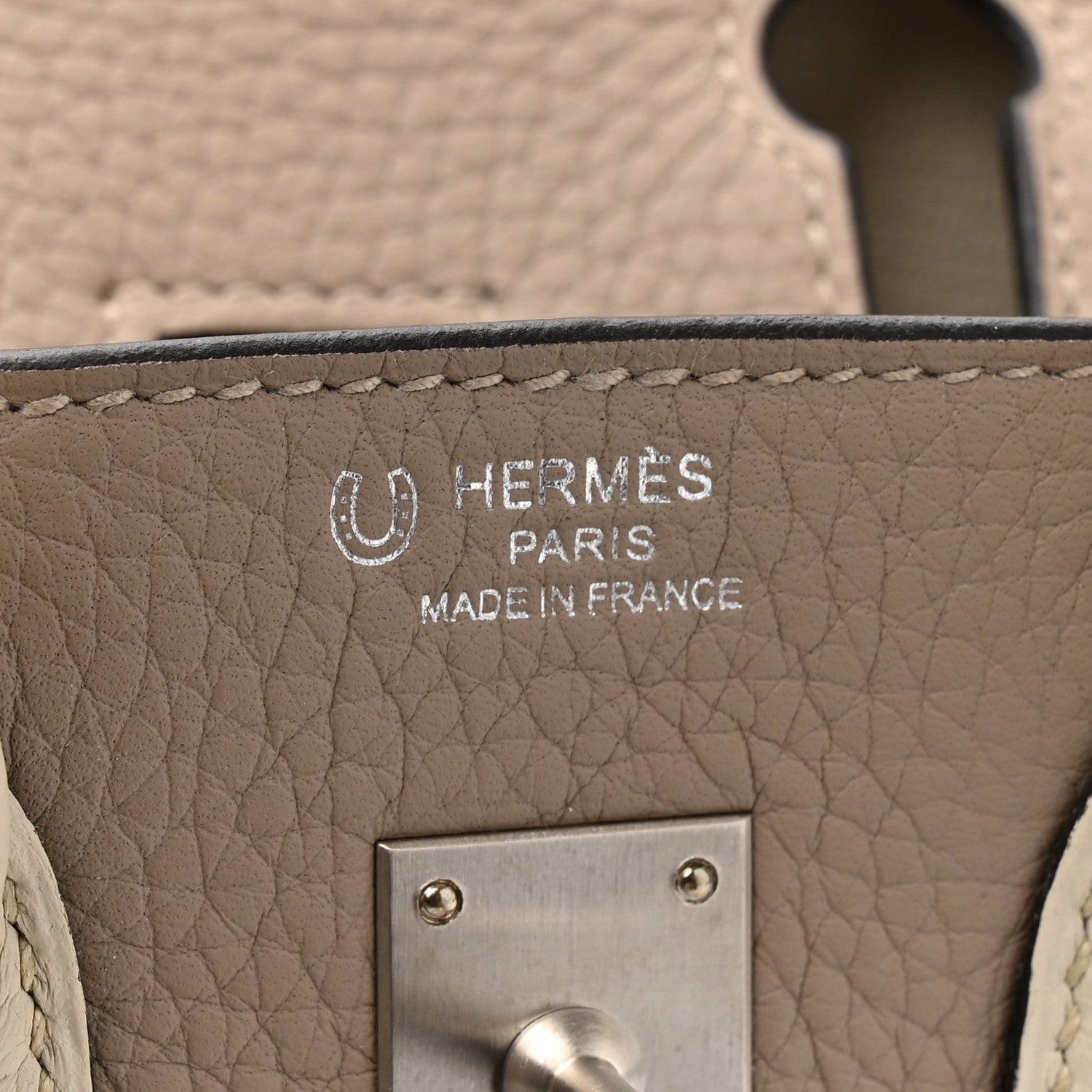 Hermes Togo Horseshoe Birkin 25 Gris Tourterelle Beton 6 of 10
