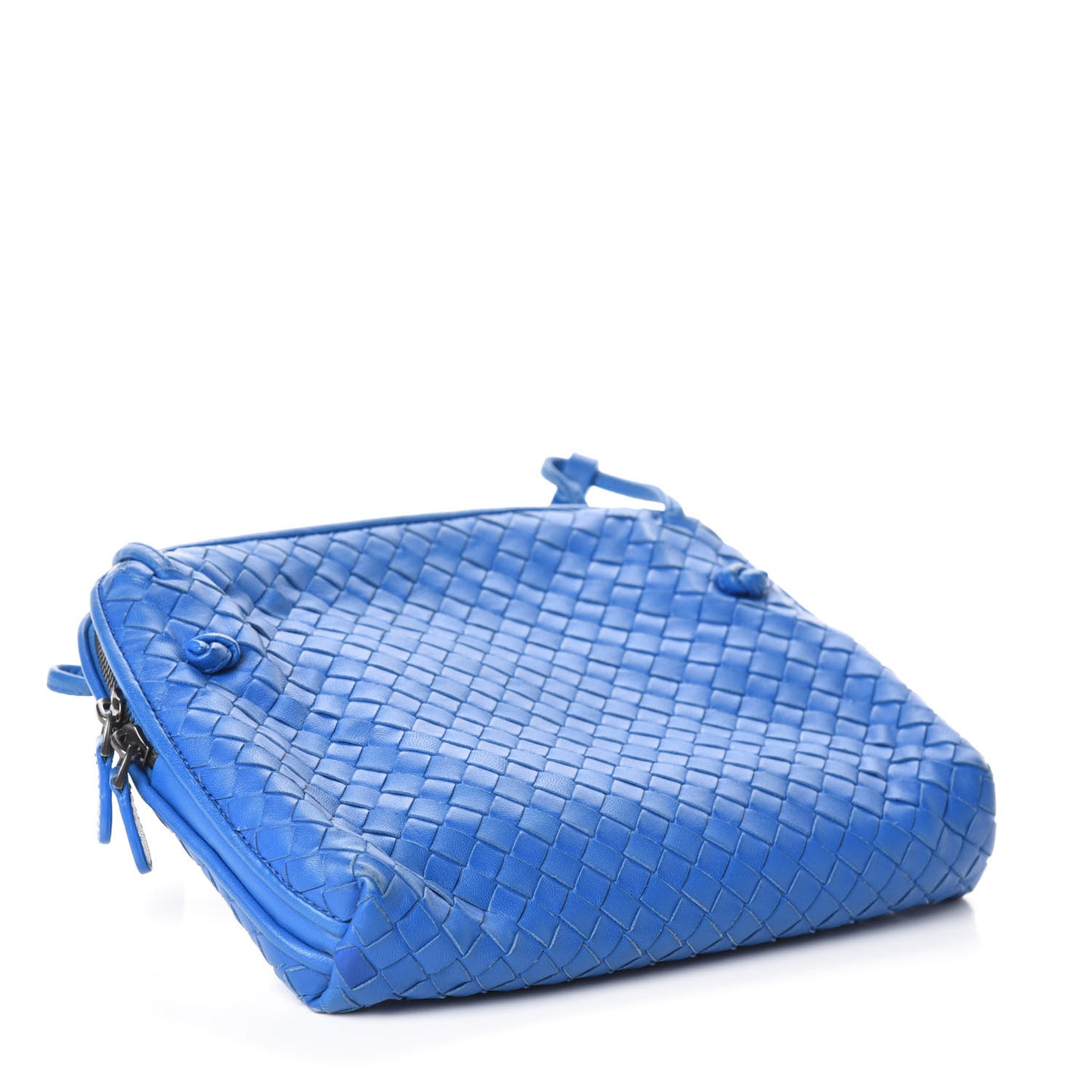 Nappa Intrecciato Nodini Crossbody Messenger Signal Blue
