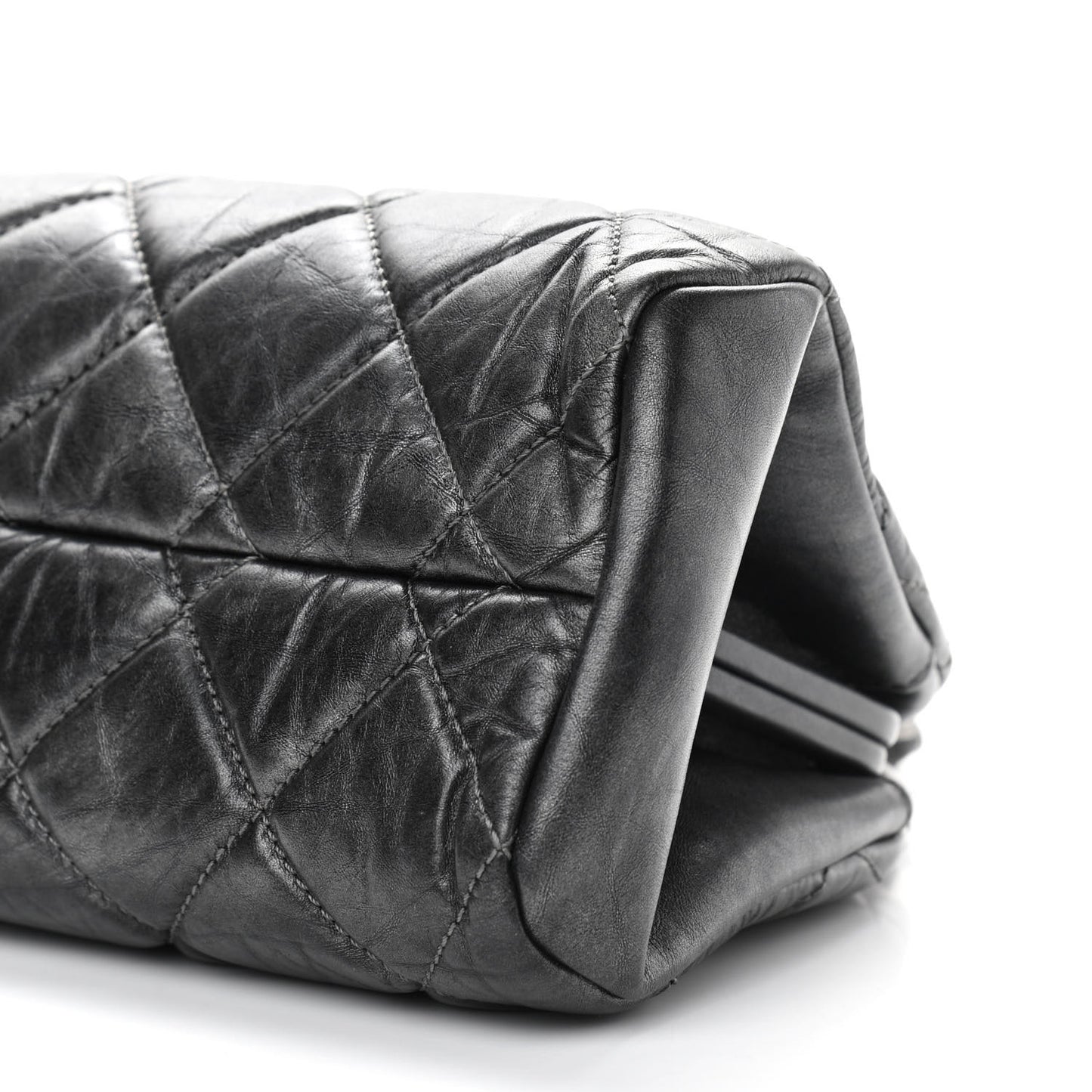 Aged Calfskin Quilted Medium Just Mademoiselle Bowling Bag Grey