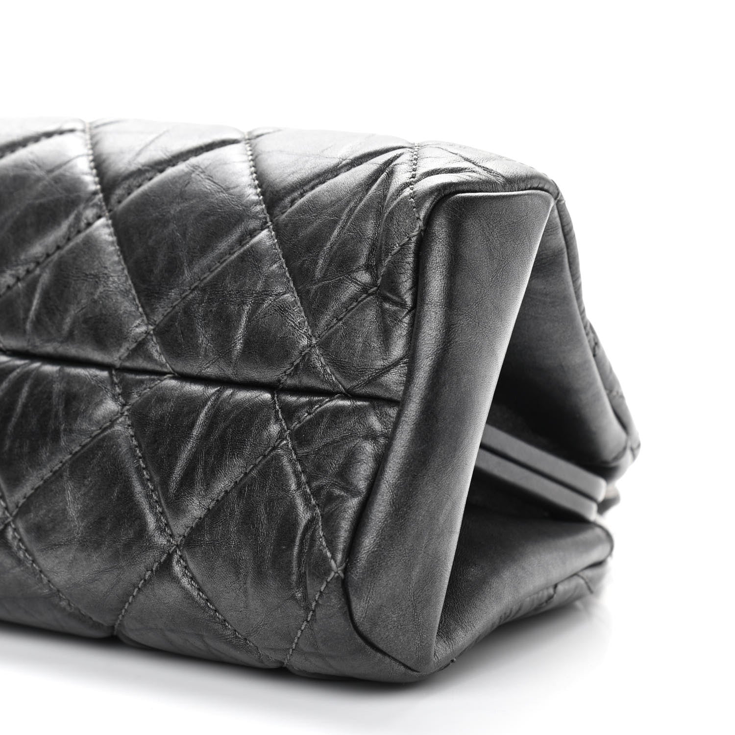 Chanel Aged Calfskin Quilted Medium Just Mademoiselle Bowling Bag Grey 9 of 11