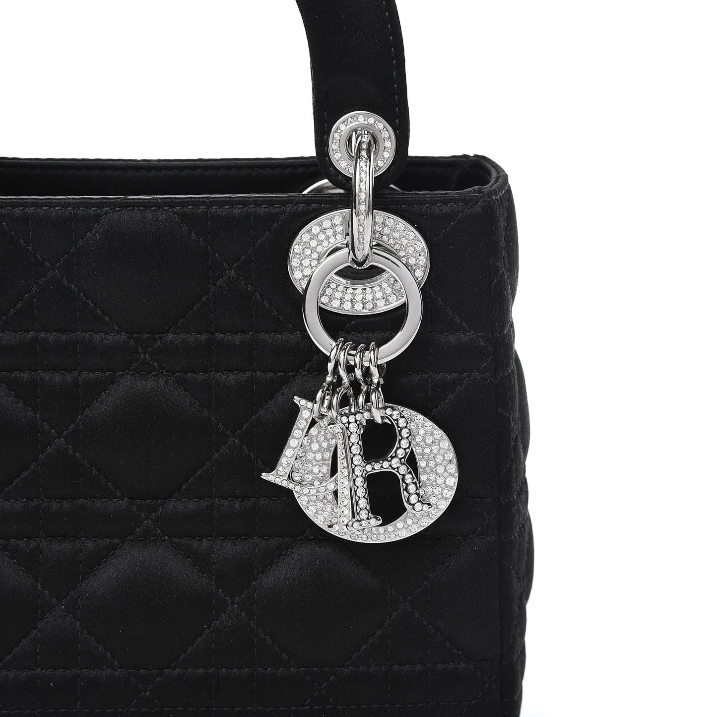 Satin Swarovski Crystal Cannage Mini Lady Dior Black