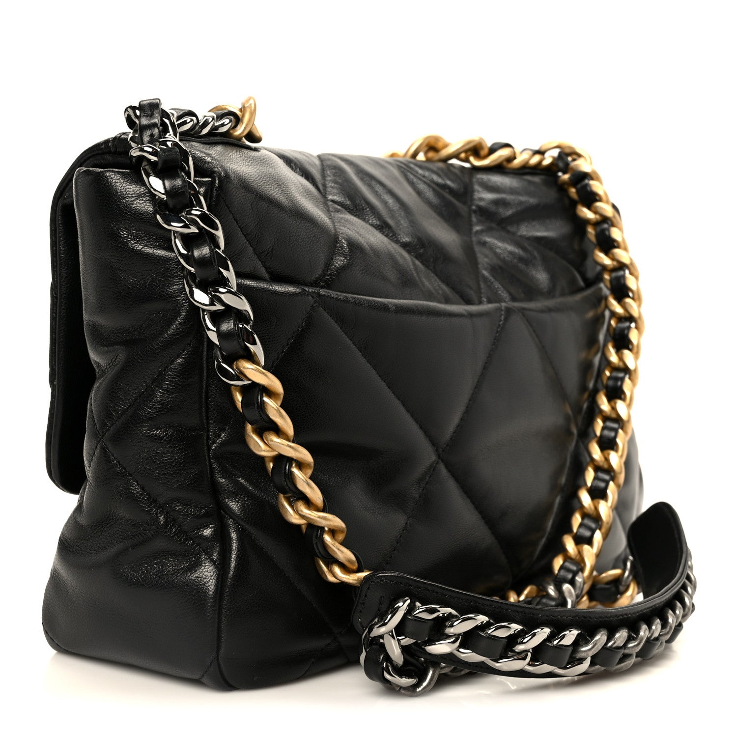 Chanel Goatskin Quilted Large Chanel 19 Flap Black 3 of 10