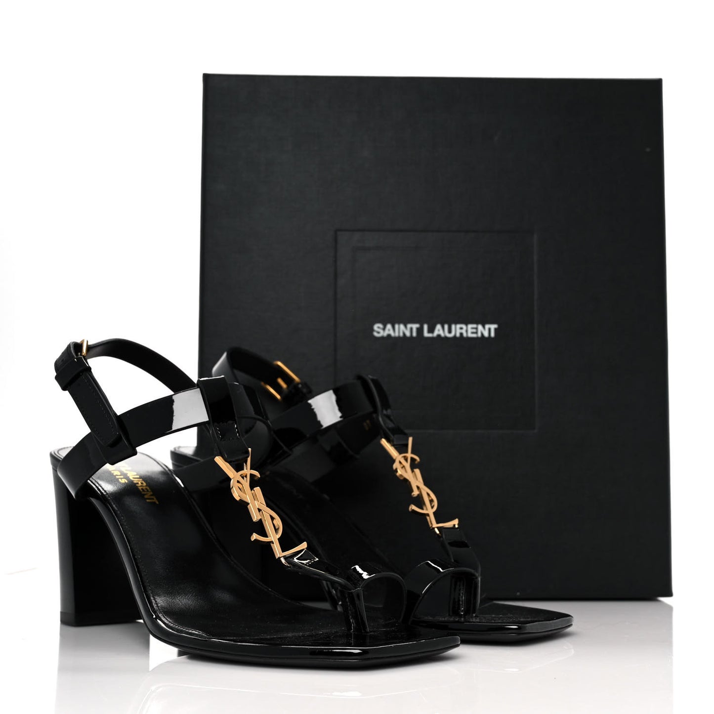 Patent Calfskin Cassandra 75 Sandals 38 Black