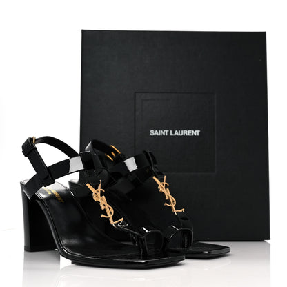 Saint Laurent Patent Calfskin Cassandra 75 Sandals 38 Black 9 of 9