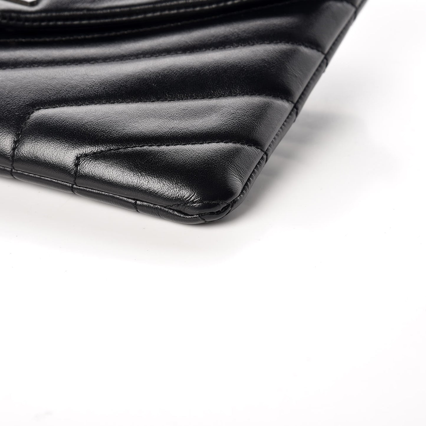 Calfskin Y Quilted Monogram Loulou Flap Bag Black