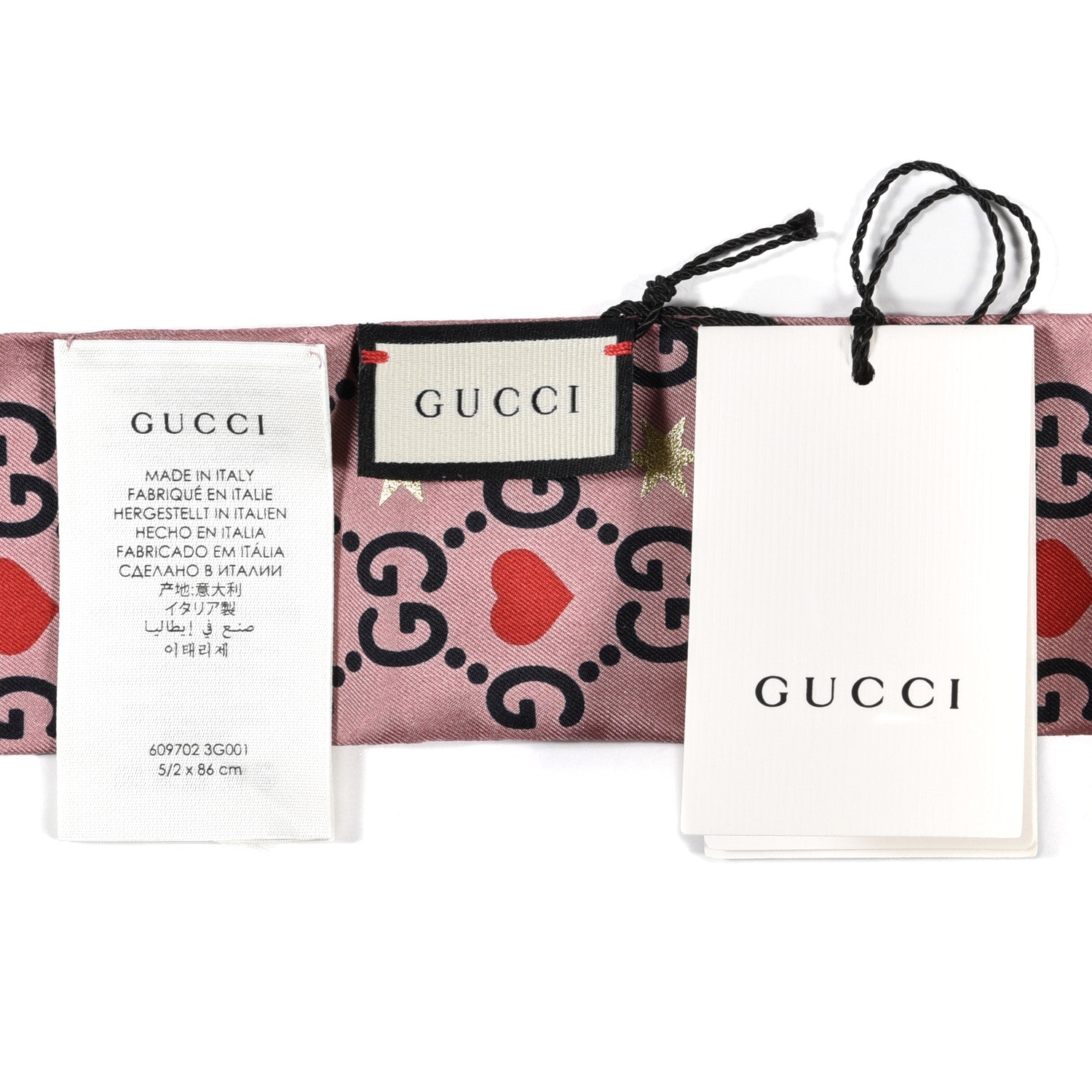 Gucci Silk Twill Big Dimmy Neck Bow Scarf Pink Blue 4 of 4