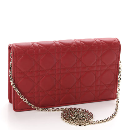 Christian Dior Lambskin Cannage Lady Dior Clutch Red 3 of 11