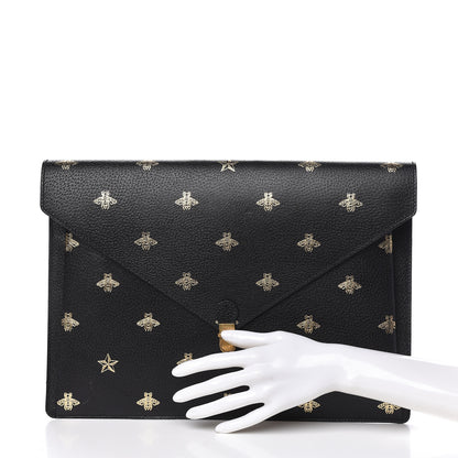 Gucci Grained Calfskin Bee Star Portfolio Black 2 of 9