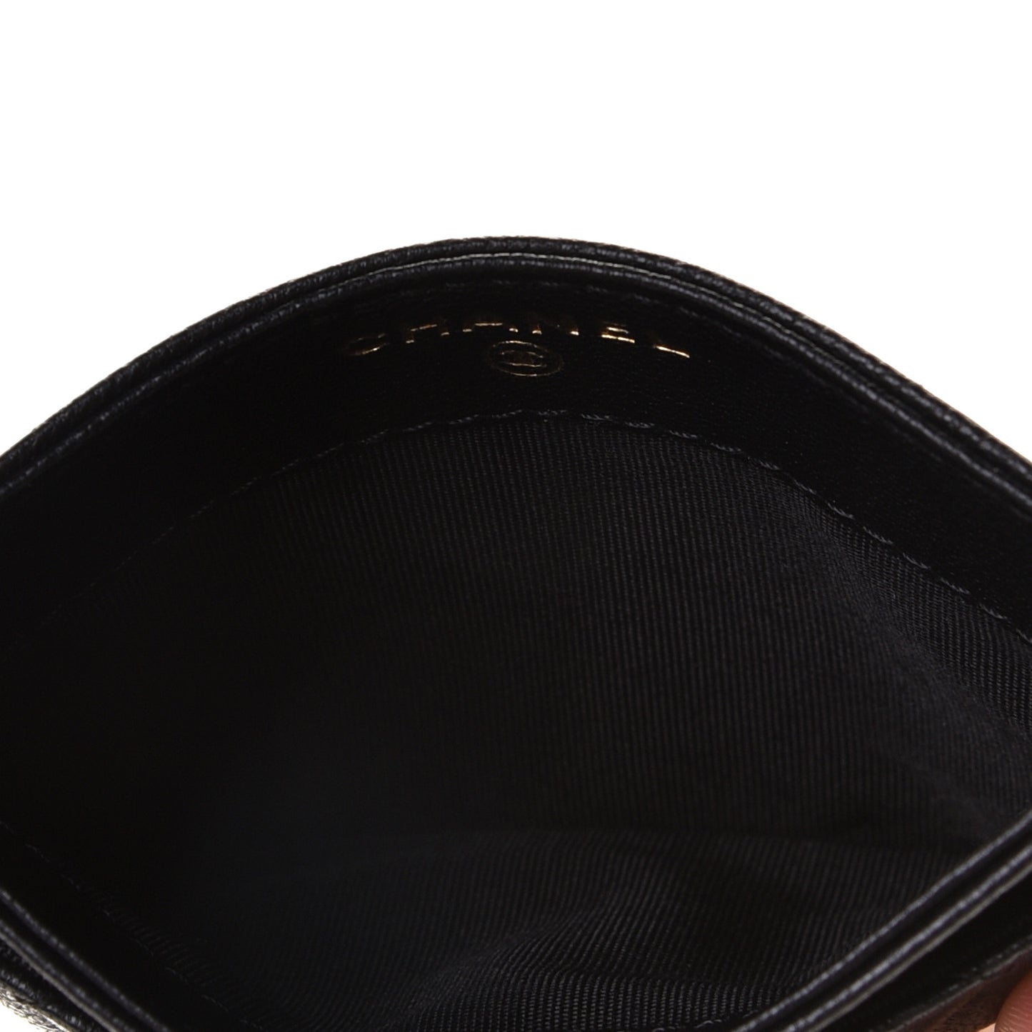 Shiny Goatskin Quilted Chanel 19 Card Holder Black