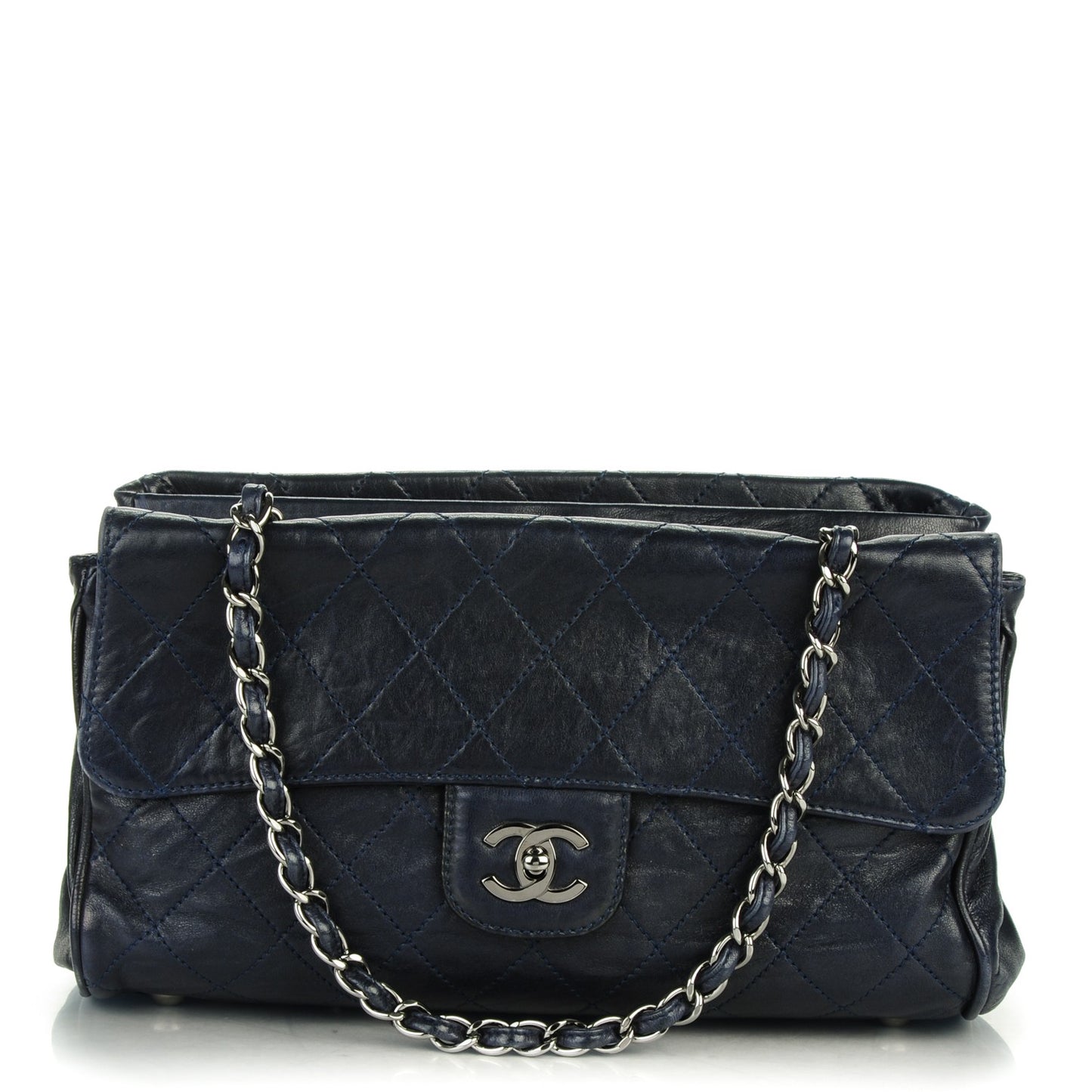 Lambskin Quilted Ritz Flap Navy