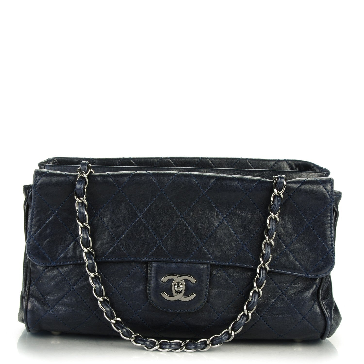 Chanel Lambskin Quilted Ritz Flap Navy 1 of 7