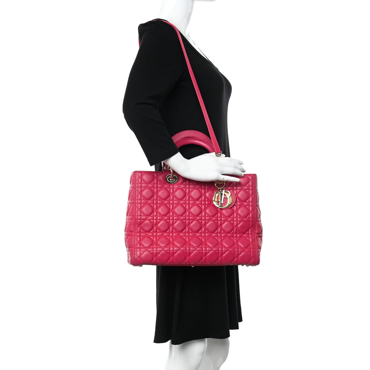Christian Dior Lambskin Cannage Large Lady Dior Pink 2 of 21