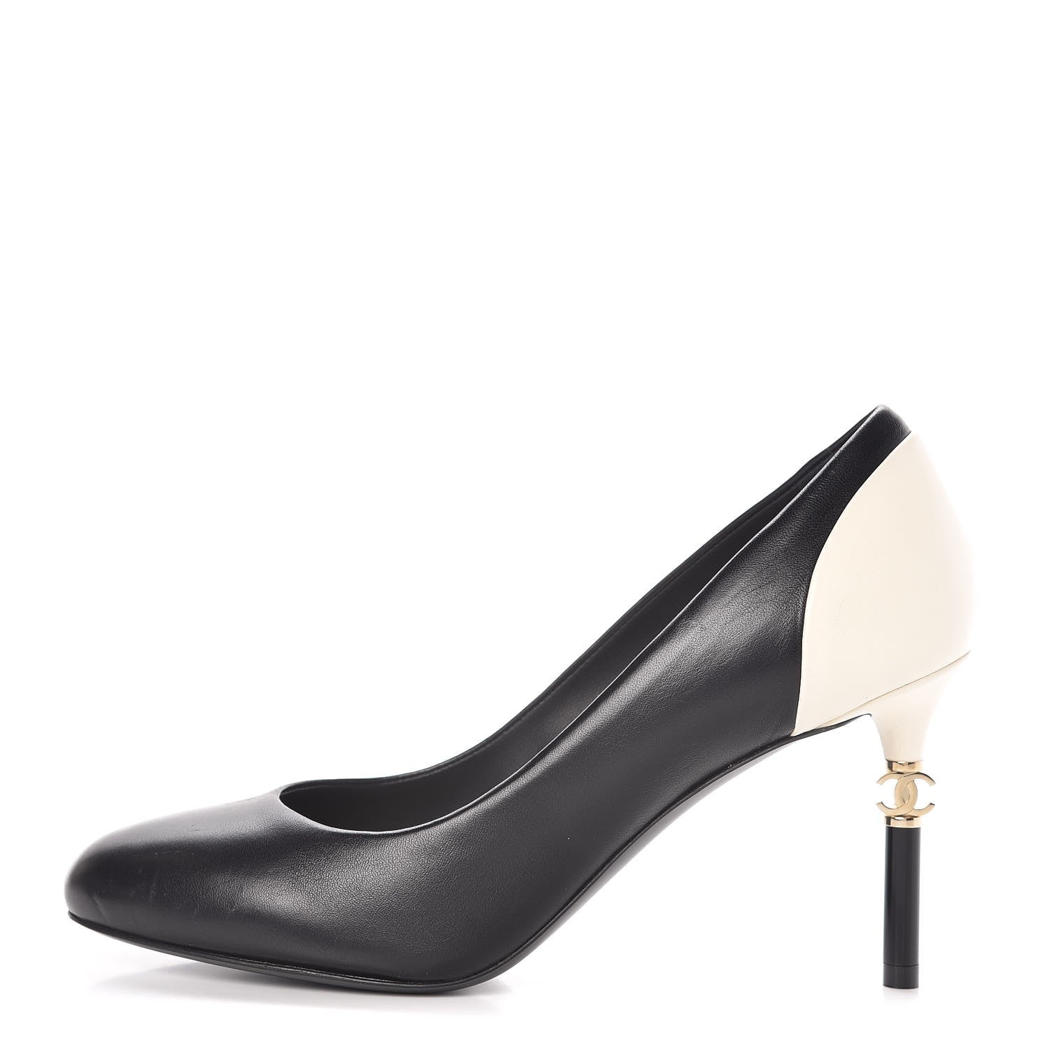 Chanel Lambskin CC Pumps 38 Black Ivory 1 of 8