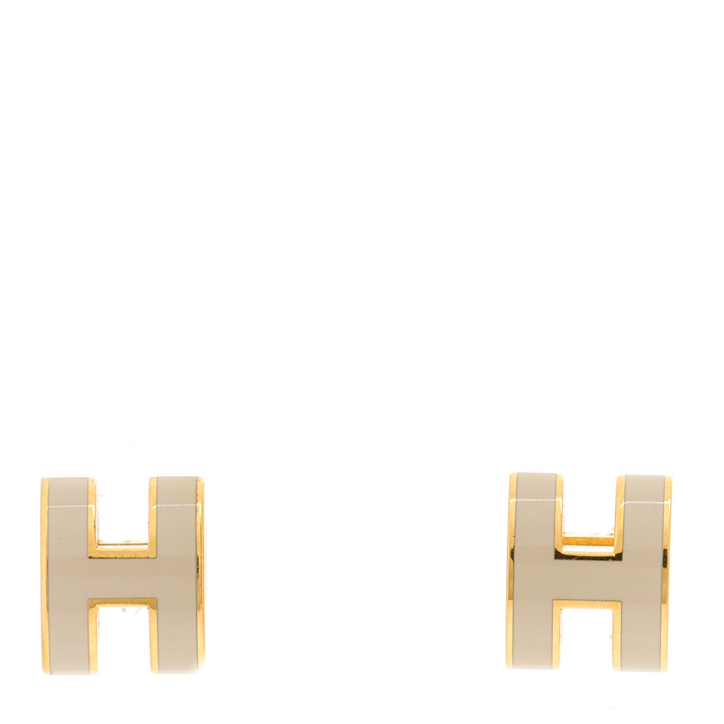 Gold Lacquered Mini Pop H Earrings Marron Glace