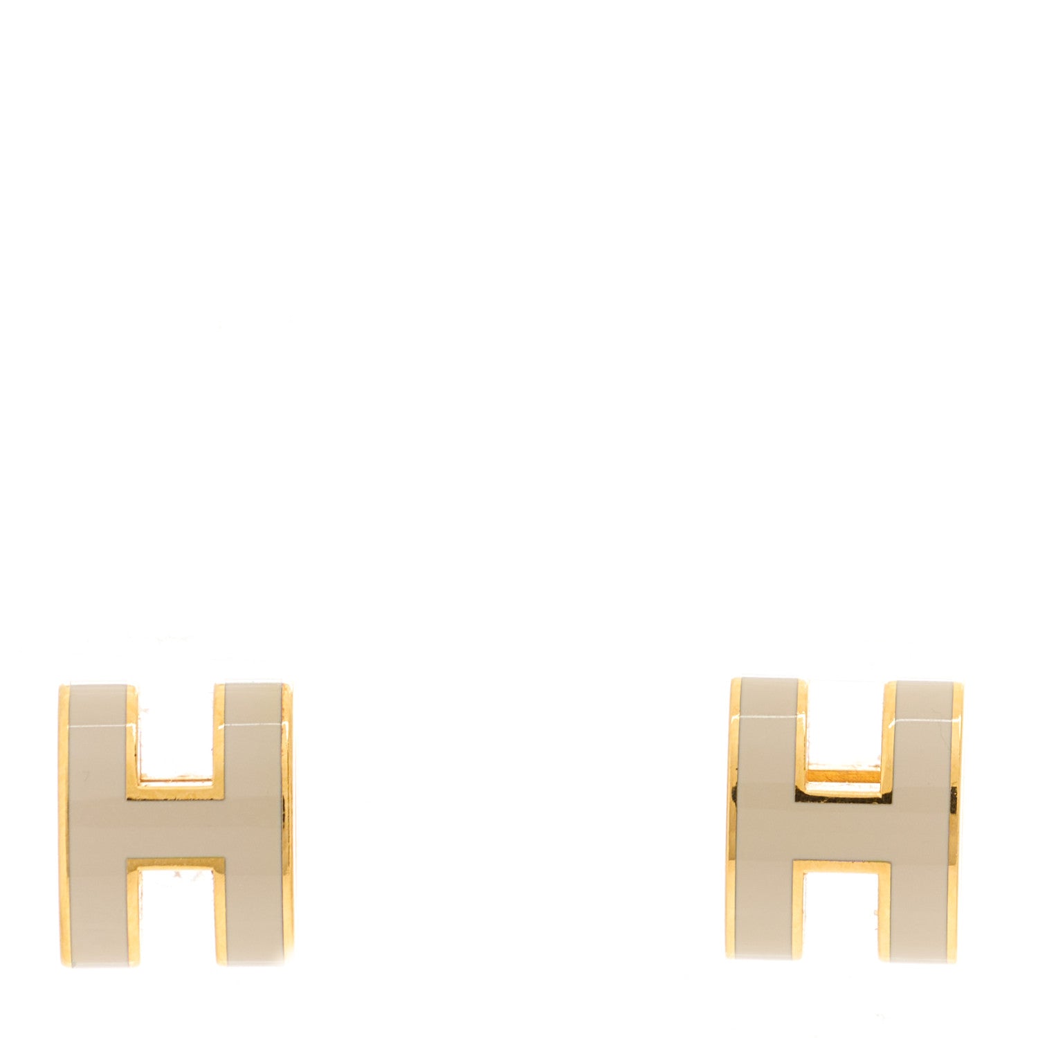 Hermes Gold Lacquered Mini Pop H Earrings Marron Glace 1 of 4