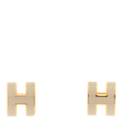 Hermes Gold Lacquered Mini Pop H Earrings Marron Glace 1 of 4