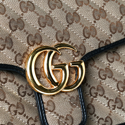 Gucci Monogram Matelasse Diagonal Small GG Marmont Shoulder Bag Beige Black 12 of 12