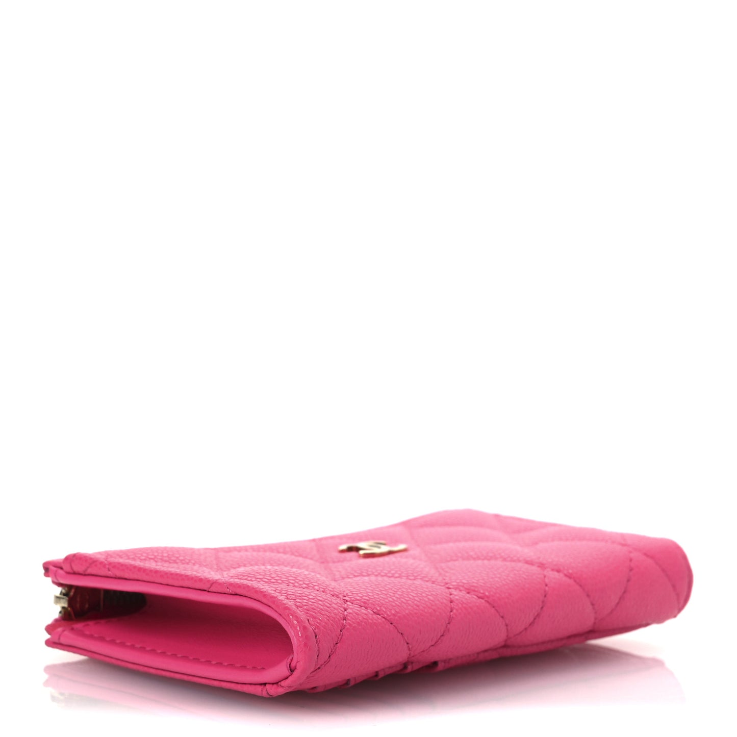 Caviar Quilted CC Zip Around Card Holder Pink