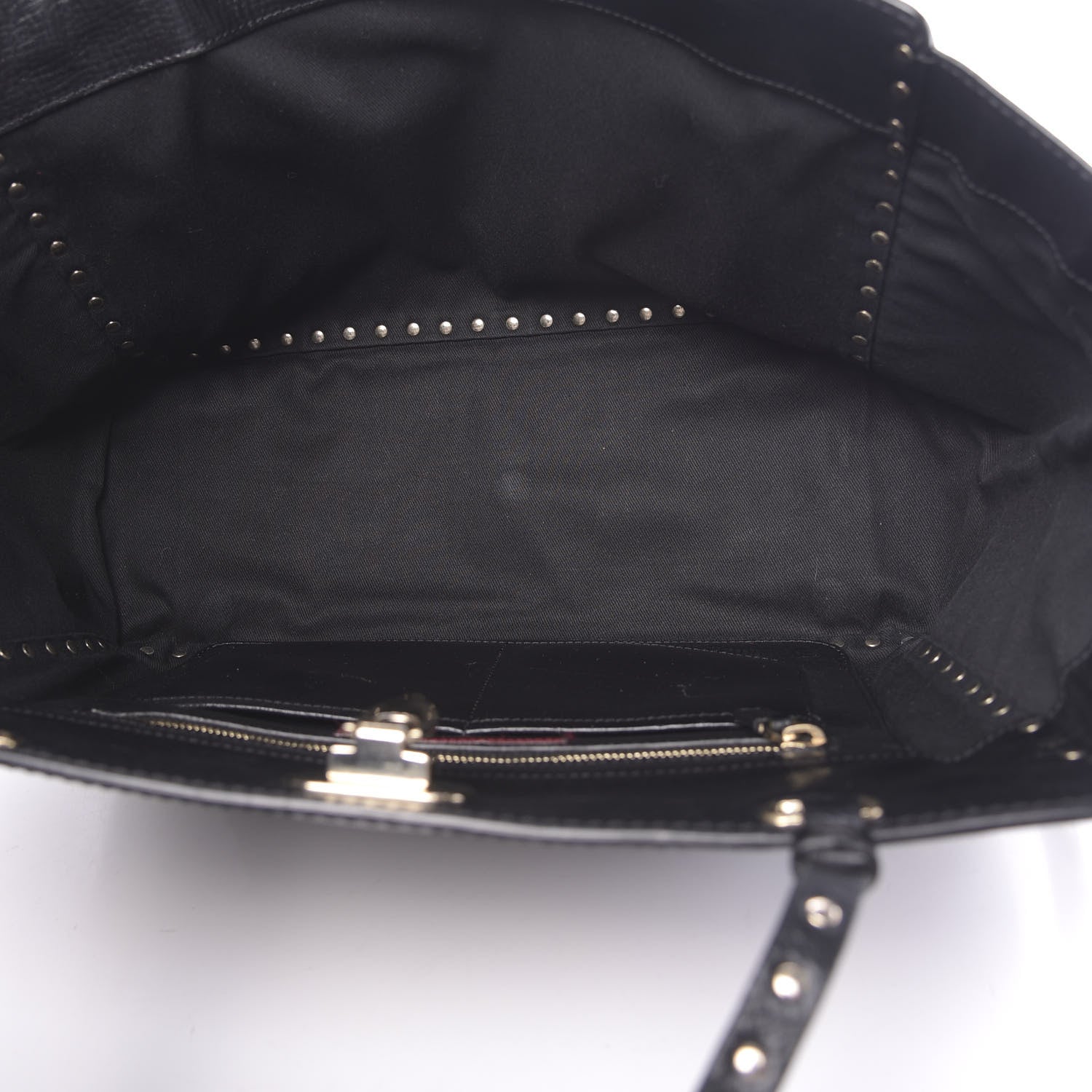 Valentino Garavani Textured Calfskin Medium Rockstud Tote Black 6 of 13