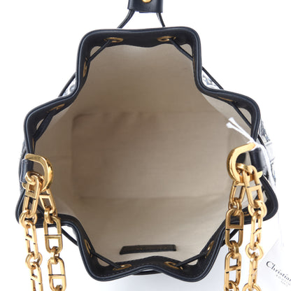 Christian Dior Oblique Drawstring Chain Large Bucket Bag Blue 5 of 10