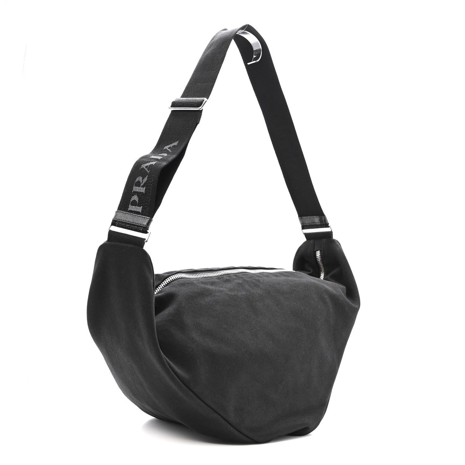 Prada Canapa Triangle Shoulder Bag Black 3 of 11