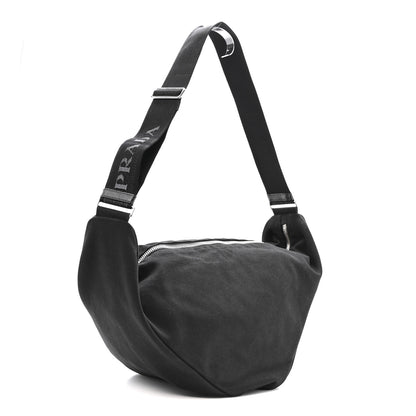 Prada Canapa Triangle Shoulder Bag Black 3 of 11