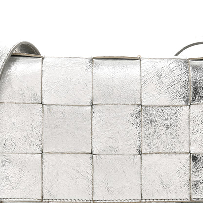 Bottega Veneta Metallic Lambskin Maxi Intrecciato Cassette Crossbody Bag Silver 8 of 13