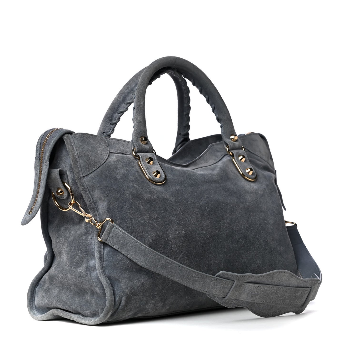 Suede Gold Metallic Edge Hardware City Gris Plomb