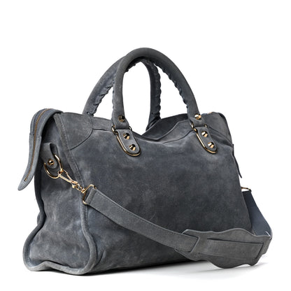 Balenciaga Suede Gold Metallic Edge Hardware City Gris Plomb 2 of 8