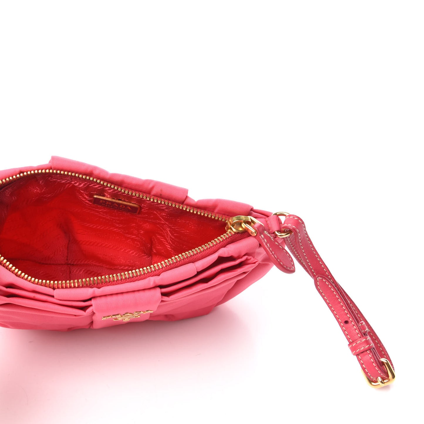 Tessuto Nylon Bow Wristlet Begonia