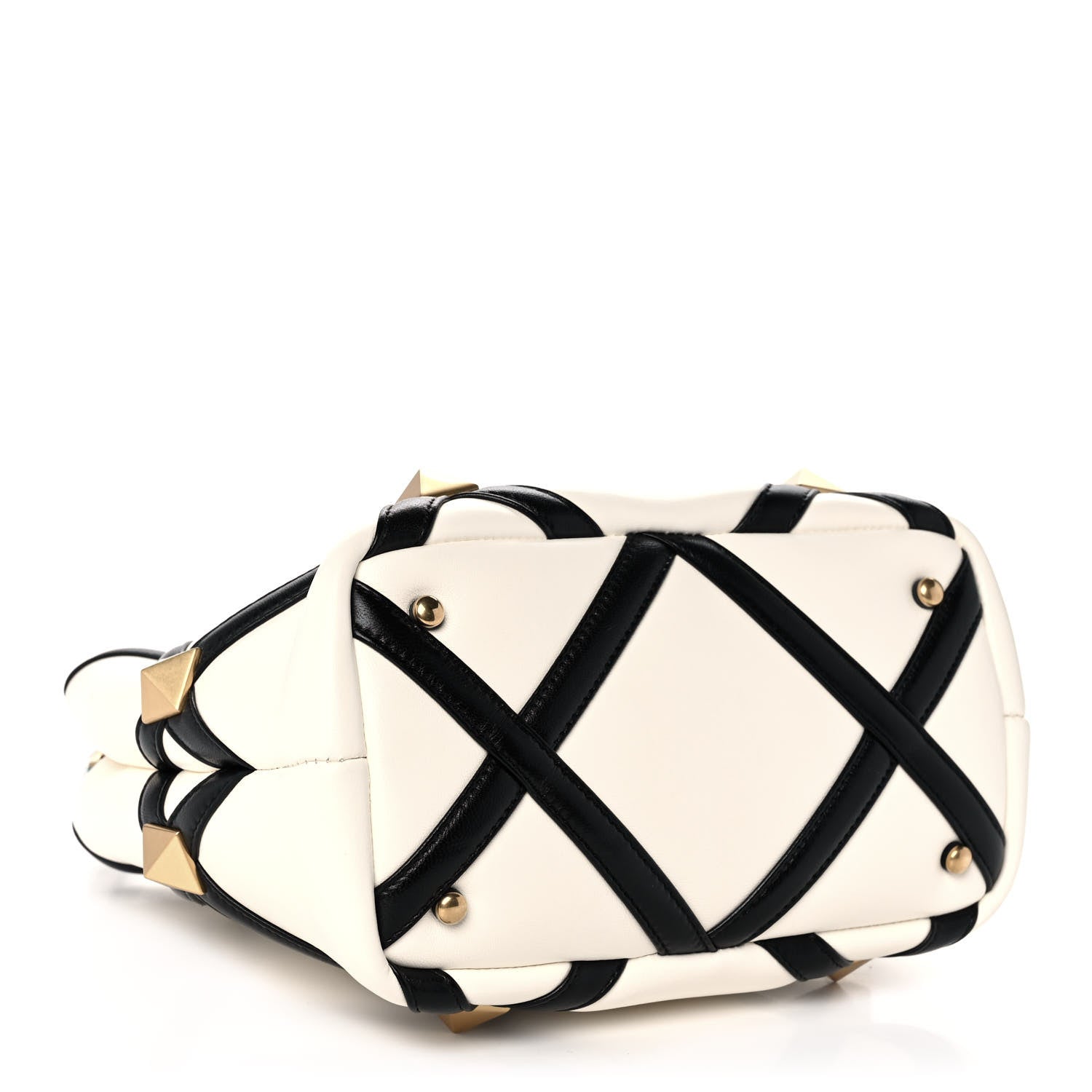 Valentino Garavani Nappa Small Roman Stud The Handle Bag Ivory Black 4 of 10