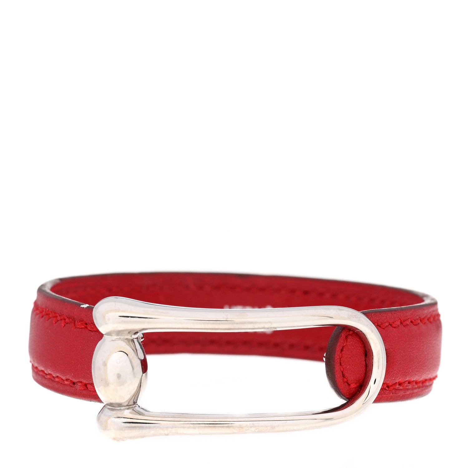 Hermes Calfskin Hook Bracelet S Red 1 of 6