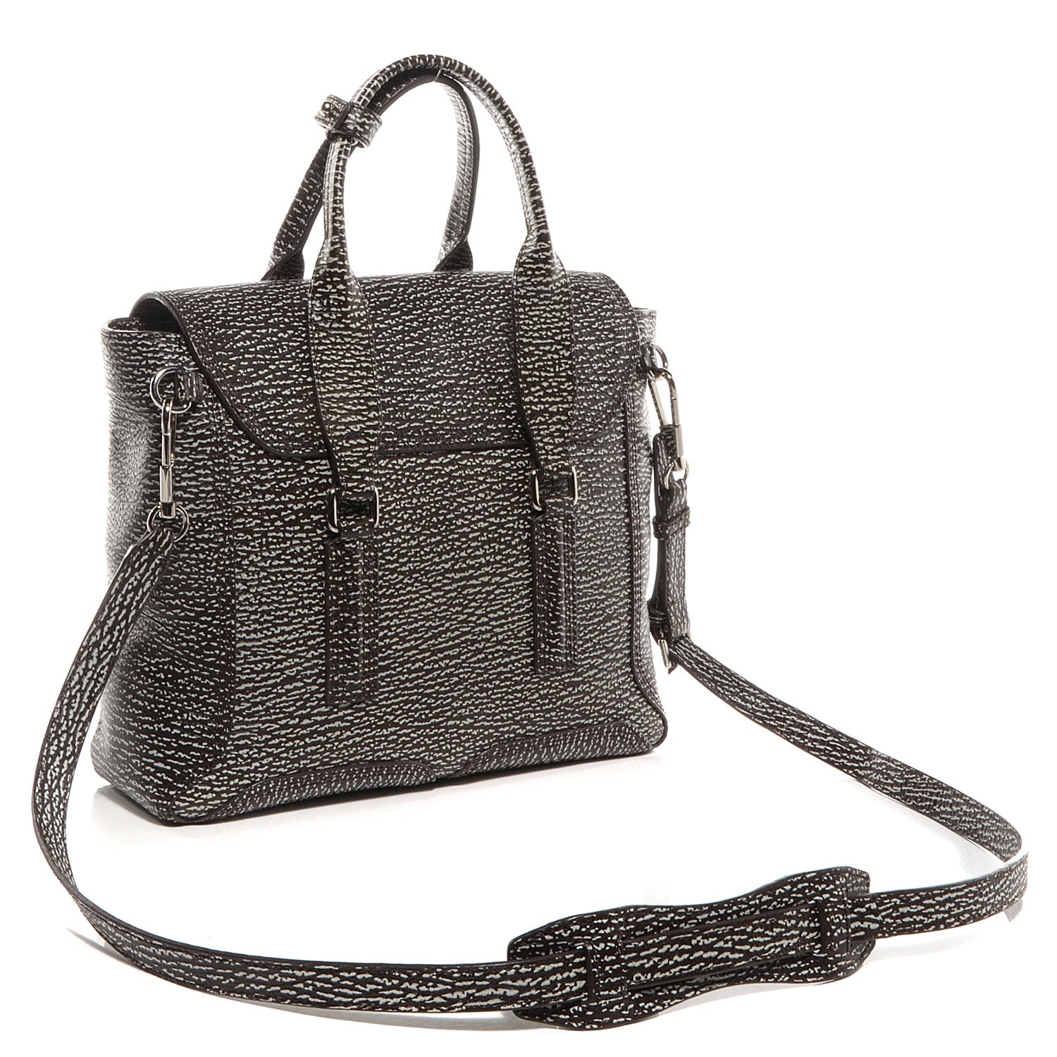 3.1 Phillip Lim 3.1 Shark Embossed Leather Medium Pashli Satchel Brown and White 6 of 13